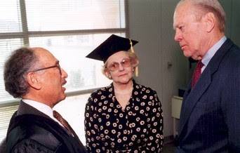 Seymour and Esther Padnos with President Ford at the dedication of the Padnos Hall of Science in1996